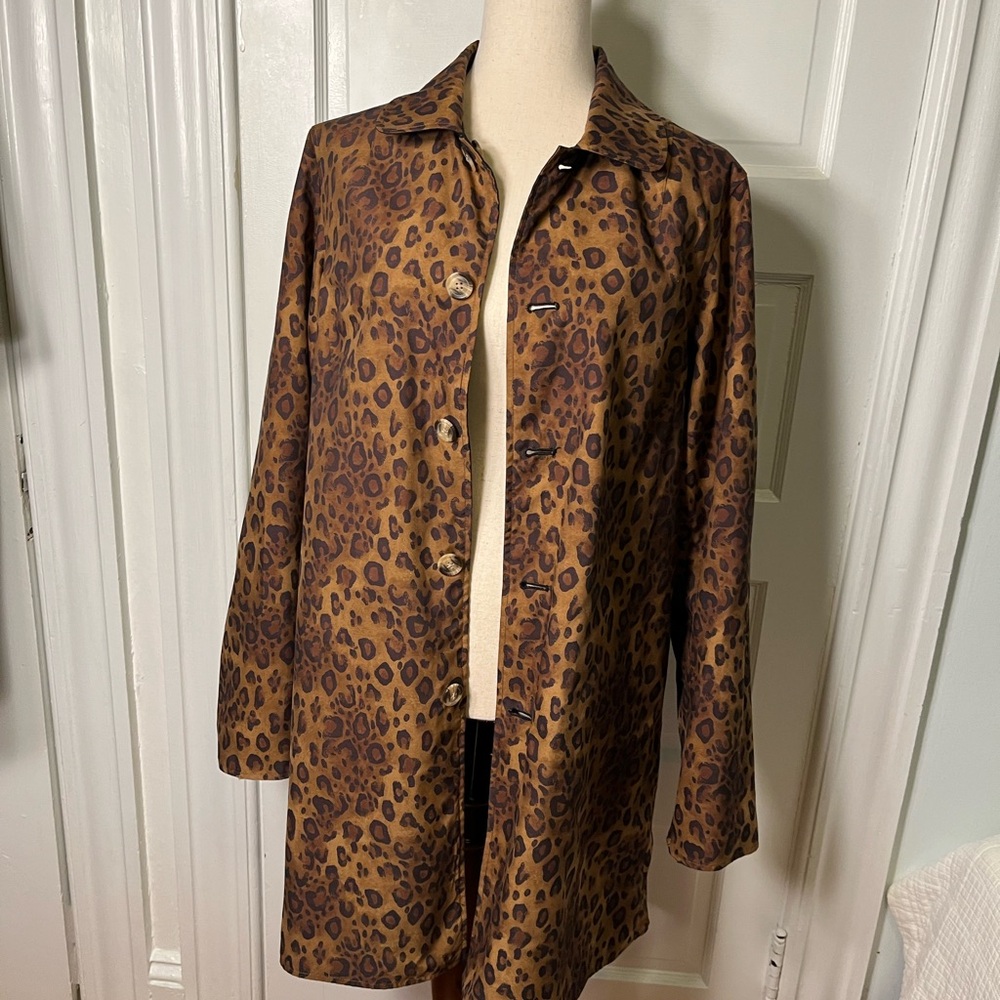 Leopard Print Trench Coat - Brown